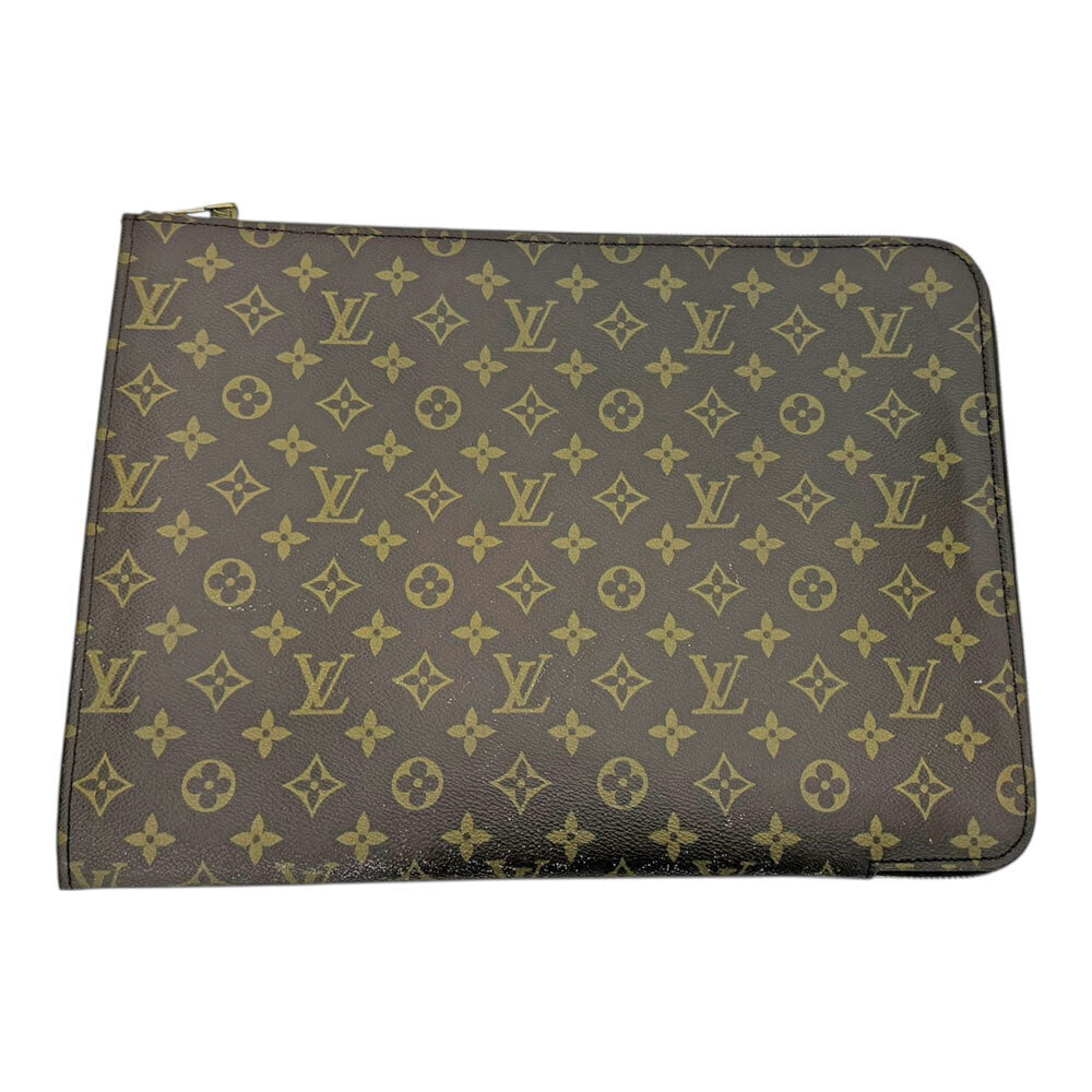 Louis Vuitton Pochette Clutch Bag Monogram Canvas Leather Brown
